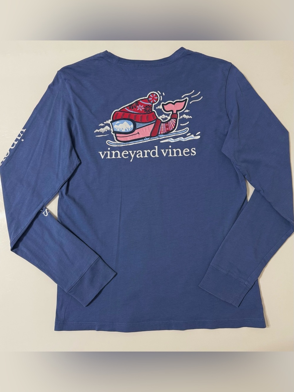 Vineyard Vines Boys Skiing Whale Long-Sleeve Pocket Tee - Med (12-14)
